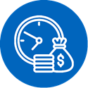 Icon of a clock with money in front of it