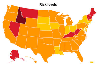 Risk levels US map