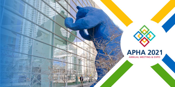 blue bear statue outside Denver Convention Center, APHA 2021 Annual Meeting and Expo