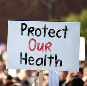 Protect Our Health protest sign