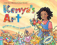 Kenya's Art book cover girl with colorful paints and recycled art supplies