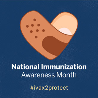 National Immunization Awareness Month, heart-shaped bandage