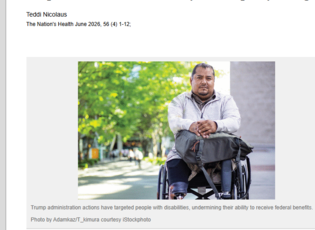 Screenshot of the online article page featuring an image of a man in a wheelchair