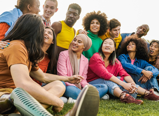 diverse group of people smiling 