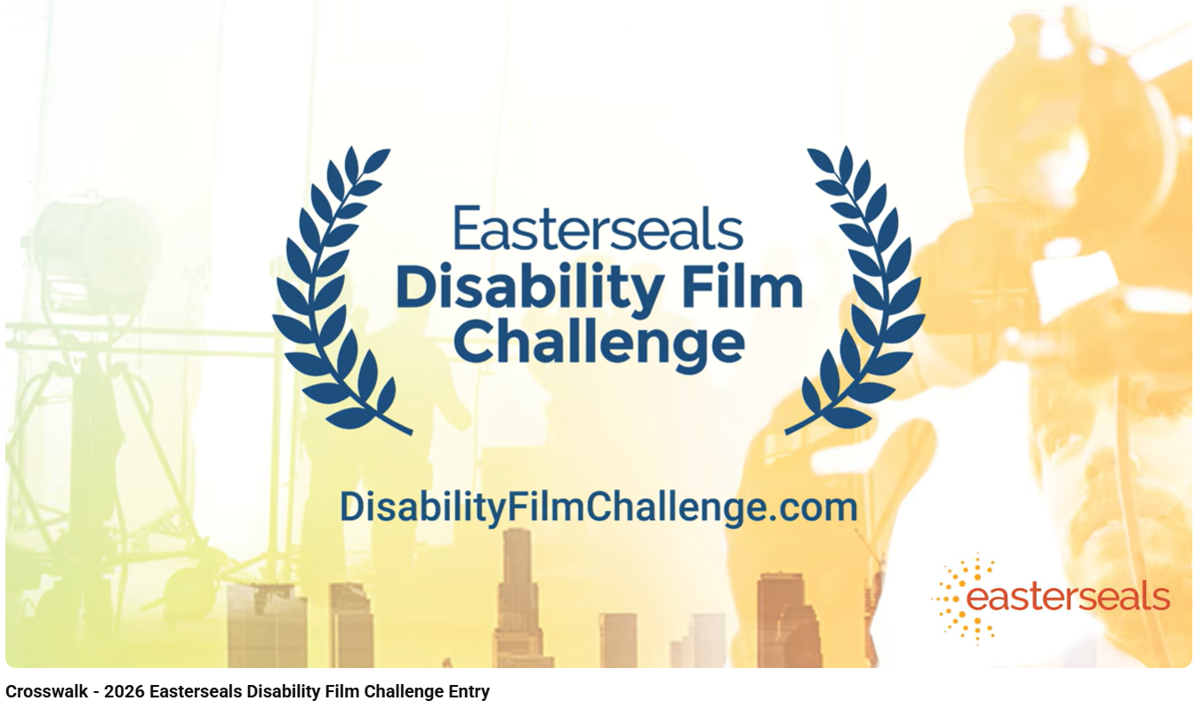 Easterseals Disability Film Challenge icon with a yellow cityscape background