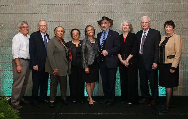 nine past APHA presidents pose for photo