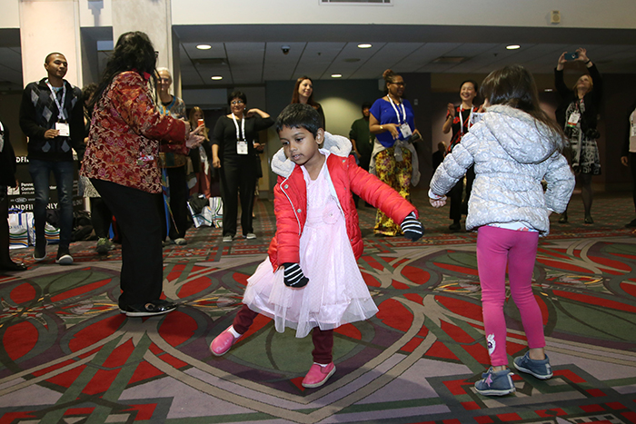 young girls dancing