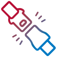 blue and red icon of seat belts