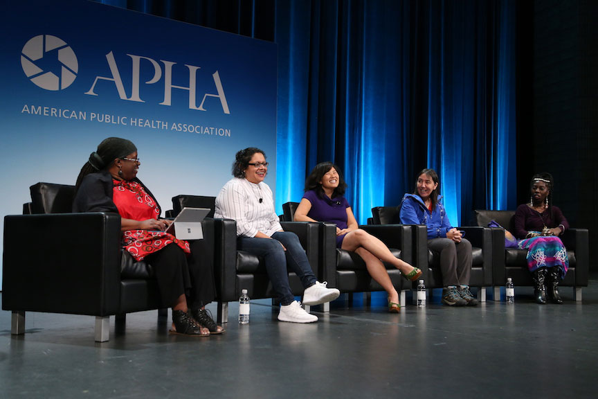 Jacqui Patterson, Kimberly Wasserman-Nieto, Vivian Huang, Rosemary Ahtuangaruak and Chieftess Queen Quet