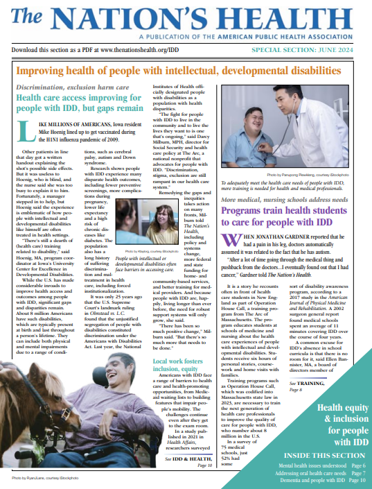 First page of the special section on intellectual and developmental disabilities in The Nation's Health