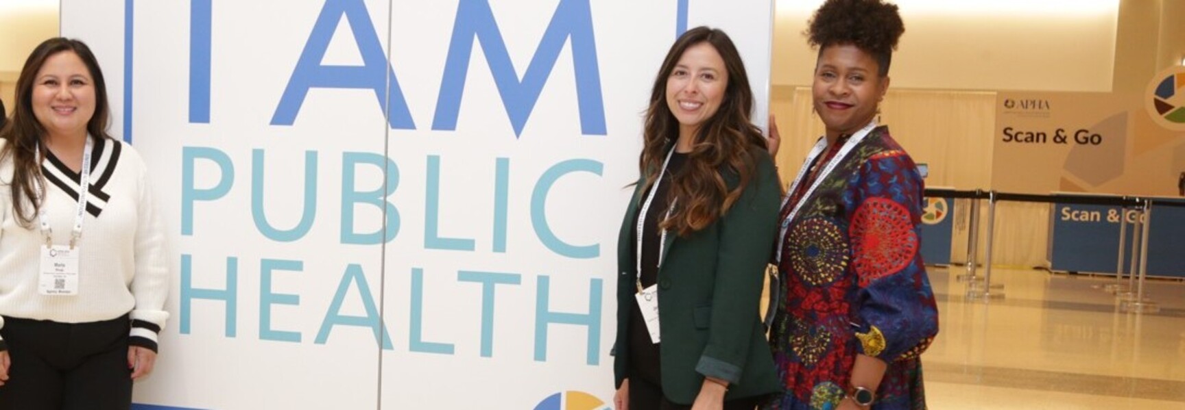 I am public health sign with 3 people
