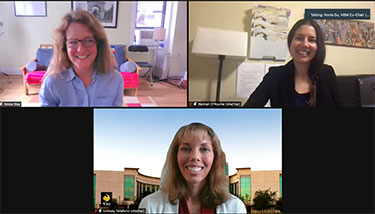 Niobe Way, Hannah O'Rourke and Lindsay Talafiero on Zoom screen