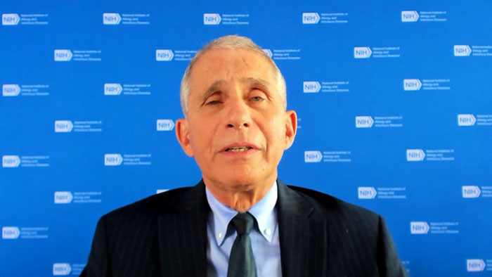 Anthony Fauci with NHI Zoom background