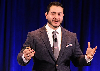 Abdul El-Sayed speaking on stage