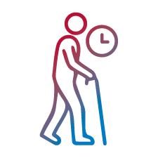 Red and blue abstract icon for life expectancy