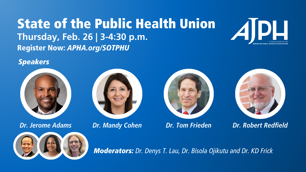 State of the public health union YouTube thumbnail with speaker headshots
