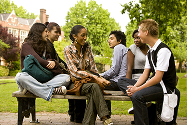 Teens socialize with each other
