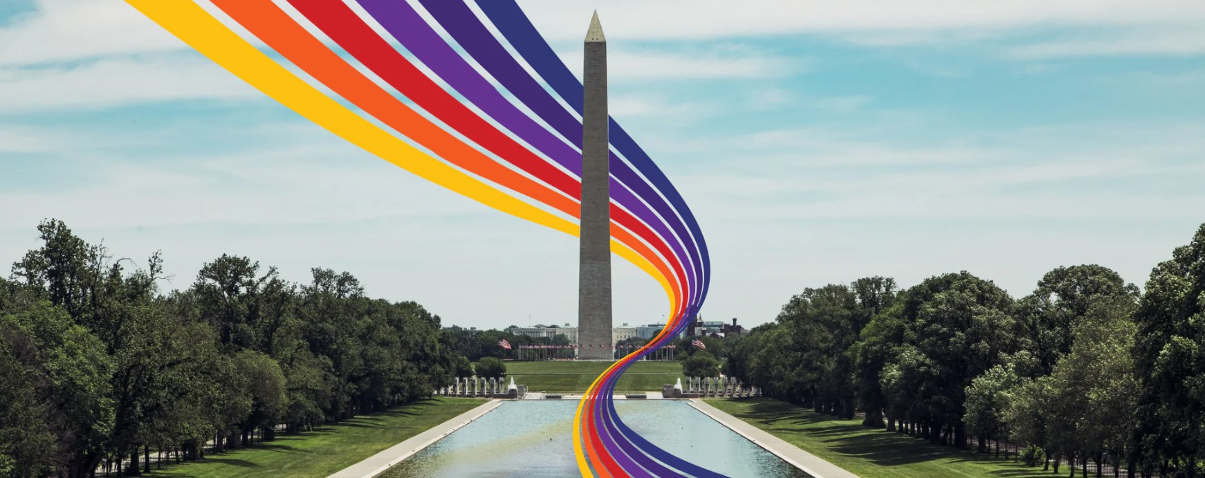 Rainbow wave over the US reflecting pool in DC