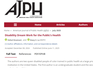 Screenshot of the article page on the AJPH website with the title, authors and a bit of the intro text 