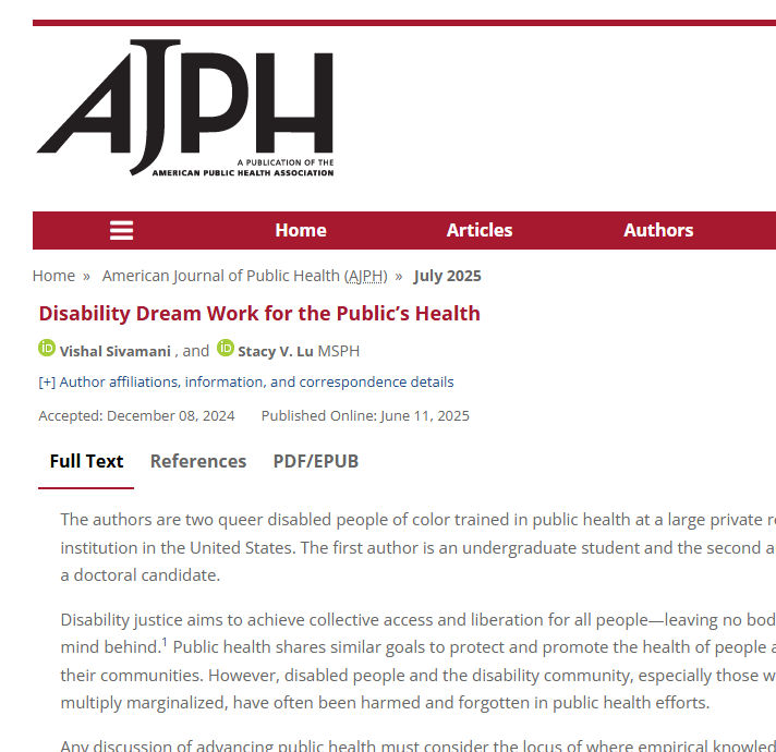 AJPH July 2025 Disability Dream Work