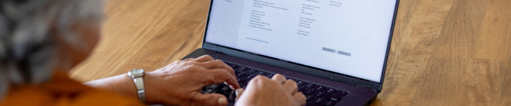 Senior woman at home checking her e-mail on her laptop stock photo