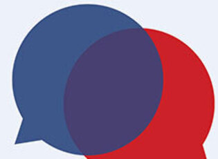 two speech bubbles red and blue