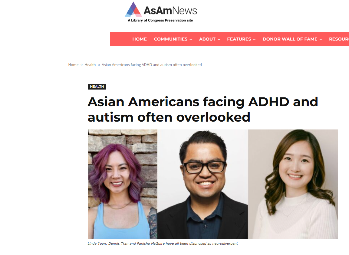 Screenshot of the article page with the title Asian Americans facing ADHD and autism often overlooked